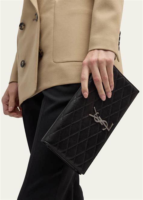 Saint Laurent Kate YSL Clutch in Quilted Smooth Leather